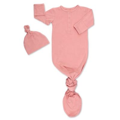 China Wholesale Custom Antibacterial Cotton Solid Color Unisex Baby Tied Newborn Robes Baby Pajamas Sleep Sack With Hat for sale