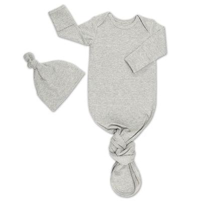 China Cotton Baby Sleep Gown+Hat Tie-Knotted Infant Dress Unisex Comfy Antibacterial Long Sleeve Set Solid Color Newborn Sleep Bag Lace Up for sale