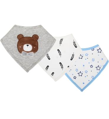 China 3 Pack Washable Adjustable Snaps Button Pure Cotton Baby Drool Absorbent Bibs Infant Burp Cloth for sale