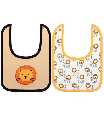 China Sustainable Bandana Bibs Set 2 Sets Soft Snap Newborn Animal Pattern Cotton Feeding Apron Waterproof Inner Layer 3 Layer Baby Bibs for sale