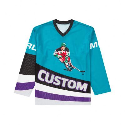 China Quick Dry Custom OEM Quilted Vintage Twill Embroidered Youth Double Sided Mens Team Inline Reversible Custom Sublimated Ice Hockey Jersey for sale