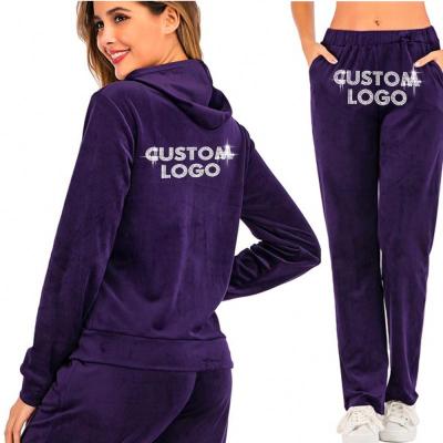 China Breathable Custom Design Heavy Logo Ladies Letter Velvet Stacked Pants 2pc Tracksuit Women With Rhinestone Jogger Set for sale