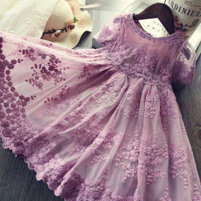 China Breathable Kids Dresses For Girls Mesh Lace Princess Baby Girl Clothes Summer Dress Sleeveless Child Clothes Y12599 for sale