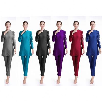 China Antibacterial Customized 2021 Modest Hui Middle East Islamic Conservative Plus Size Muslim Wholesale Swimwear 3 Piece Long Sleeve Pants for sale