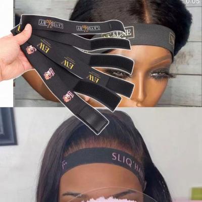 China Brand Name Women's Designer Luxury Brand Name Elastic Logo Elastic Band Killer Hairband Cast Iron Head Wig Band For Wigs for sale