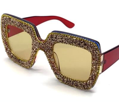 China Fashion sunglasses 2020 modern new rhinestone sunglasses big frame fashion square star brand sunglasses for sale