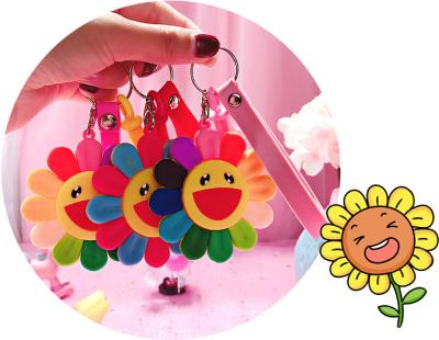 China Promotional Cute Custom Sunflower Shapes Sunflower Props Promotion Giveaway Gifts Key Chain for sale