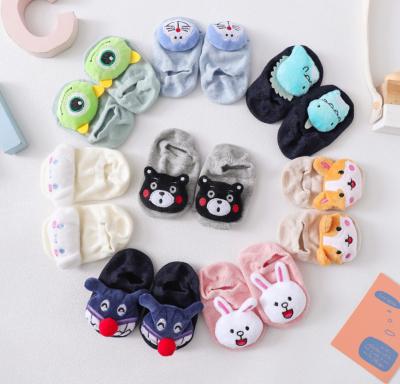 China 2020 new sustainable design 3d infant cartoon no show socks non slip newborn cotton babies socks for sale