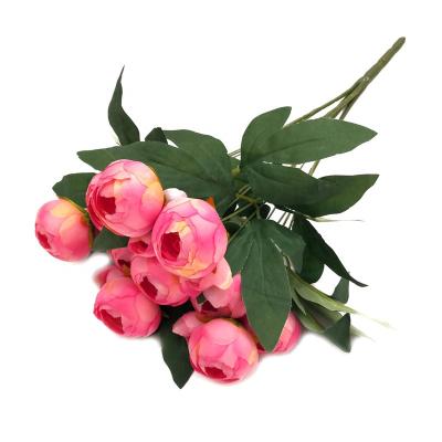 China YIWAN 15 Fabric Heads Fabric Silk Camellia Buds Anufacturer Vintage Silk Flowers Wedding Decorative Flower Alice Artificial Roses for sale