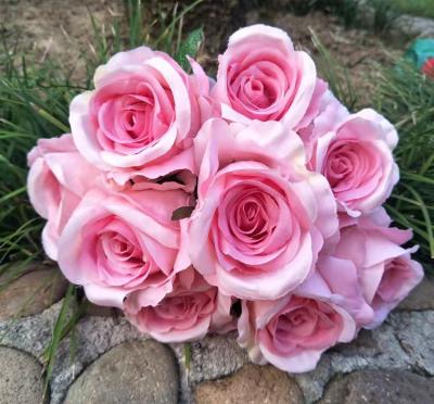 China Main Flower Fabric YIWAN Quality Flower Wedding Rose Flower Wall Big Group Customized 9 Roses Wholesale For Home Decoration for sale