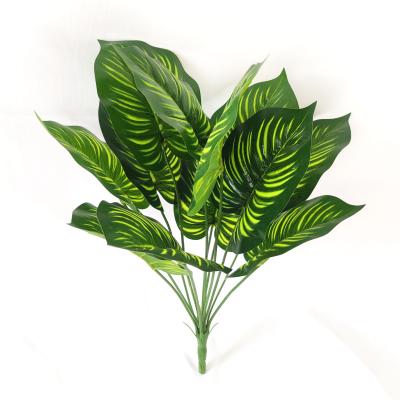 China From YIWAN New 12 Forks Hot Selling Turtle Leaf Elephant Ear Flower Wholesale Artificial Home Back Decoration For Wedding Home Decorative One Group Elm Leaves for sale