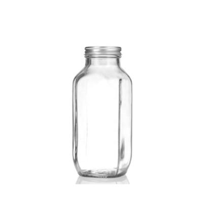 China Wholesale 16 Ounce 500ml Frying Oil Empty Juice Beverage Glass Bottle With Milk Tea Beverage Plastic And Metal Cap for sale