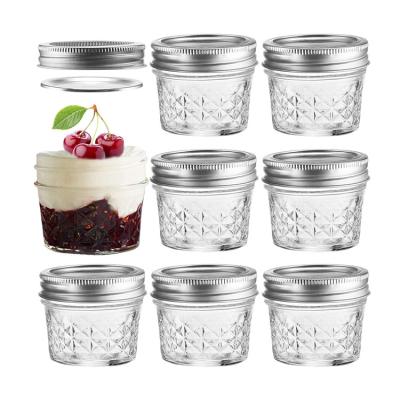 China Preserving Freshness Custom Mini 4 oz 8 oz Mason Caviar Jelly Canning Glass Jar For Jam for sale