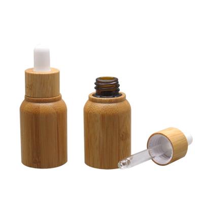 China Garrafa de conta-gotas de fosco de vidro de claro de liso d'ombro Ambiental 30 ml Tampa De Madeira personal care bambu for sale