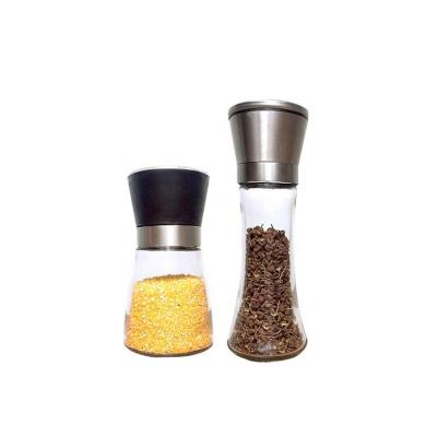 China Plastic Packaging Mill Bottle With Grinder , Metal Glassware 180ml Pepper Salt Seasoning Spice Lid for sale