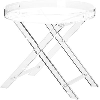 China (Other) Small Rolling Adjustable Clear Acrylic Folding Table Tray Table Kitchen, Bedroom and Lobby for sale