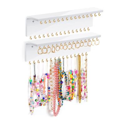 China Modern Cheap High Quality White Acrylic Jewelry Organizer Wall Mounted Hanging Necklace Display TJN13 for sale