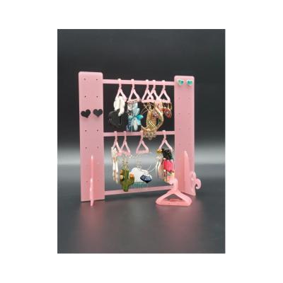 China Modern custom made pink black white blue green acrylic color earring display stand with color coat hanger for jewelry stand hanger for sale