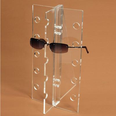 China Modern Assembly and Durable Acrylic Sunglasses Show 5 Pair Glasses Holder Eyeglass Organizer Storage Stand Acrylic Clear for sale