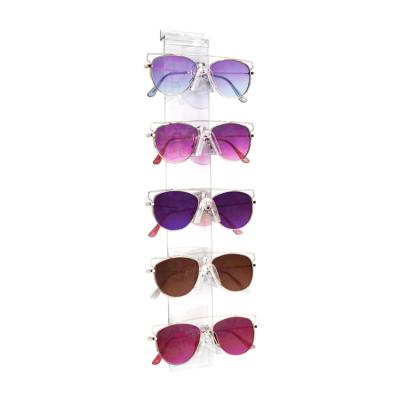 China 5 Row Modern Transparent Acrylic Slatwall and Wall Mounted Plastic Sunglasses Frame Holder Sunglasses Holder for sale