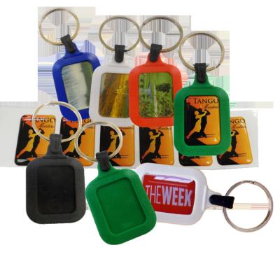 China Serrated epoxy key holder key chain keyfob adjusted shaped plastic epoxy key tag with center adjusted serrated area for epoxy sticker, with large flat keyring for sale