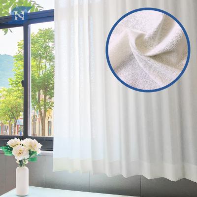 China Anti-UV custom white warp pointelle plain window knit sheer polyester UV shade stretch curtain fabric for sale