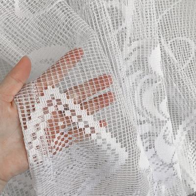 China European Daylight Style Jacquard Tulle Hotel Living Room Stripe Lace Up Fabric White Curtain Polyester Pure White for sale