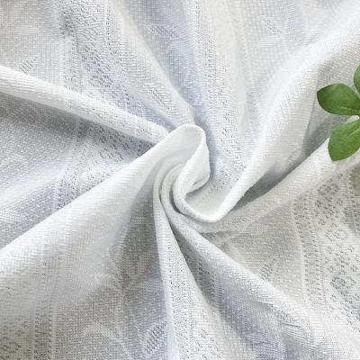 China Breathable Anti-UV Knit Soft Plain Jacquard Mesh Window White Polyester Blackout Curtain Fabric for sale