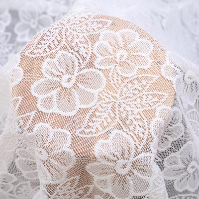 China Polyester Breathable Sheer White Dress Garment Jacquard Voile Eyelet Pattern Sexy Bra Laces Fabrics For Women for sale