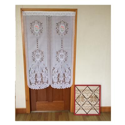 China Custom Made Japanese Embroidered Islamic Style Sheer Breathable Factory Door Tulle Curtain Fabric for sale