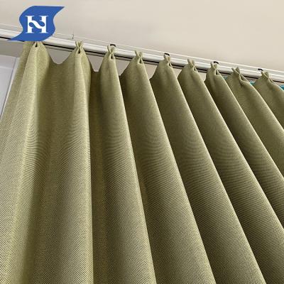 China Blackout Hotel Green Window Drape Living Room Plain Polyester Woven Blackout Curtain Fabric for sale