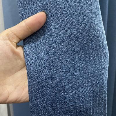 China QUICK DRY single blue window living room bedroom navy soundproof polyester knit blackout curtain fabric for sale