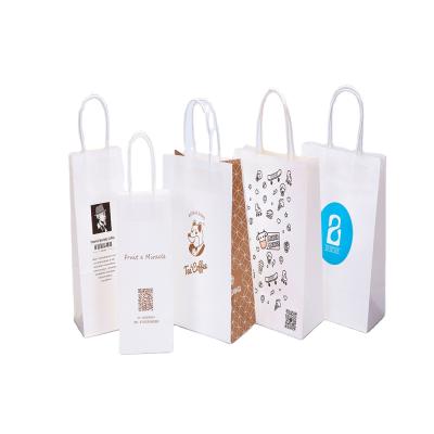 China Logo Print Wholesale Bolsa Papel Hot Drink Disposable Custom Recyclable Coffee Packaging Paper Take Away Food Bag With Handle for sale