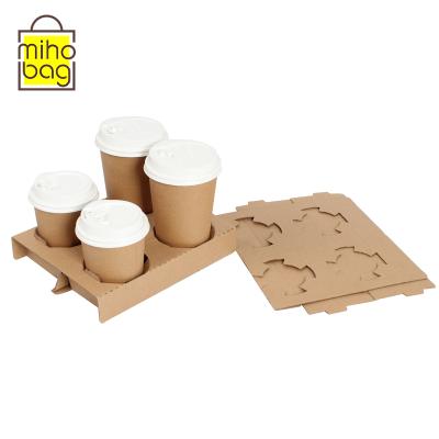 China Good Recycled Materials Discount Low Cost Printed Disposable Paper Pulp Takeout Cup Holder for sale