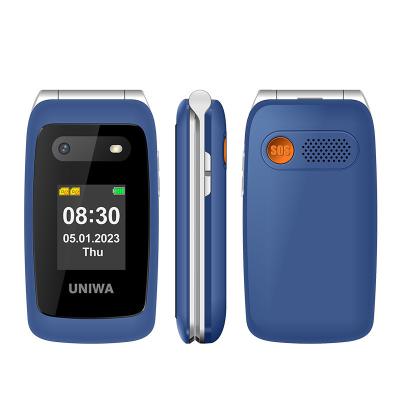 China Dial rápido Flip teléfonos móviles de edad avanzada 1450mAh UNIWA V202T Azul Ligero en venta