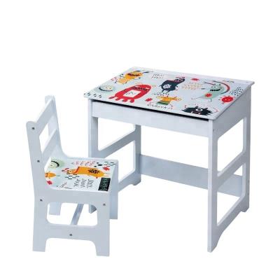 China Modern Caramel and Friends Kids Study Desk Study Table and Chair Wood Set with Storage for sale