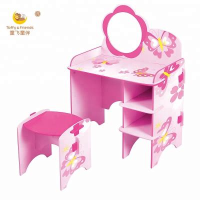 China Wooden MDF Board Child Vanity And Stool Dresser for sale