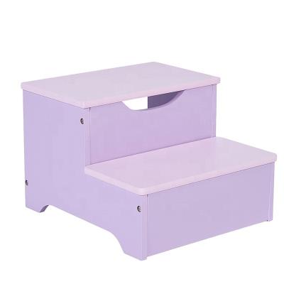 China Toffee & Storage Friends Kids Wooden Step Stool in Macaron Solid Color for sale