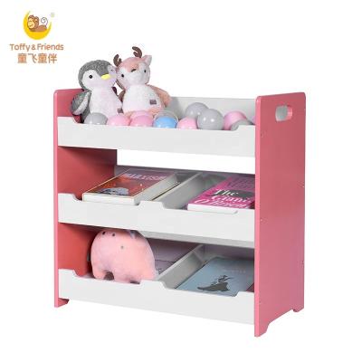 China Toffee and Wooden Friends Shelf Toy Organizerin Kids Book Storage Sustainable Solid Color for sale