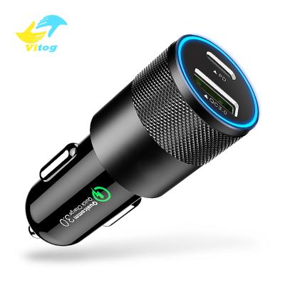 China Car Mobile Phone Charger QC3.0 New Palladium Car Charger Fast Type-C and Tablets Car Fast Charging Pack for sale