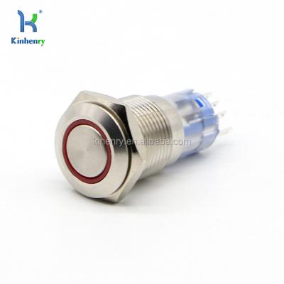 China LAS2GQF Brass Stainless/Nickel Plated IP40/IP67 Momentary/Latching Metal Available Stainless Steel Ring Illuminated Push Button Switch with CE for sale