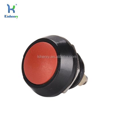 China Zn-Al Alloy 12mm Zn-Al Alloy Colorized Normally Open Momentary Push Button Switch with Raisd Head and Pin Terminals (GQ12B-10/J/A) for sale