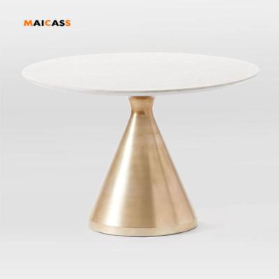 China Clean contemporary style top round dining table with metal frame dining furniture for sale