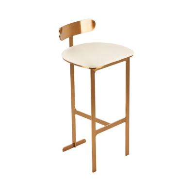 China Gold Metal PU Modern Brushed White Aluminum Outdoor Bar Stool for sale