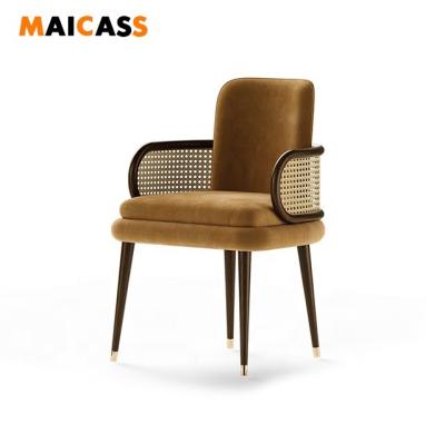 China Mashup Restaurant Rattan Solid Wood Brass Chairs for sale