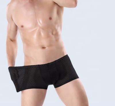 China Youth Antibacterial Mens Underwear Sexy Transparent Cheerful Mesh Breathable Boxer Shorts for sale