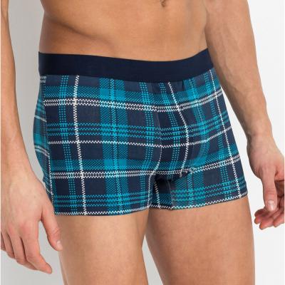 China Antibacterial Men Boxer Briefs Popular Classic Plaid Underwear for sale