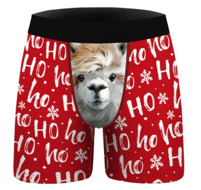 China Antibacterial Spandex Mens 5% Cotton 95% Boxer Printing Christmas Underwear for sale