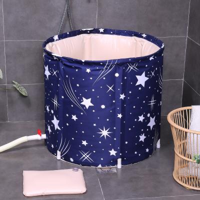 China Portable Foldable Bathtub PVC Freestanding Blue Plastic Bathing Tub Soaking Tub For Shower 70 X 65 Cm for sale