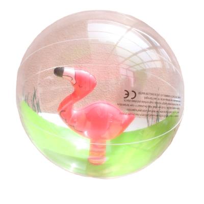 China Custom Small PVC Inflatable Beach Ball With Flamingo Inside Diameter 30cm for sale